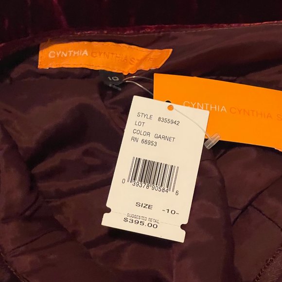 Cynthia Steffe Size 10 Garnet Velvet Halter Dress NWT Style 8355942 - Picture 4 of 6